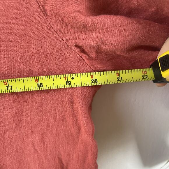 NWT Willow‎ 100% Linen Button Shirt Coral Red Boxy Fit Minimalist Top Size M - Picture 7 of 9